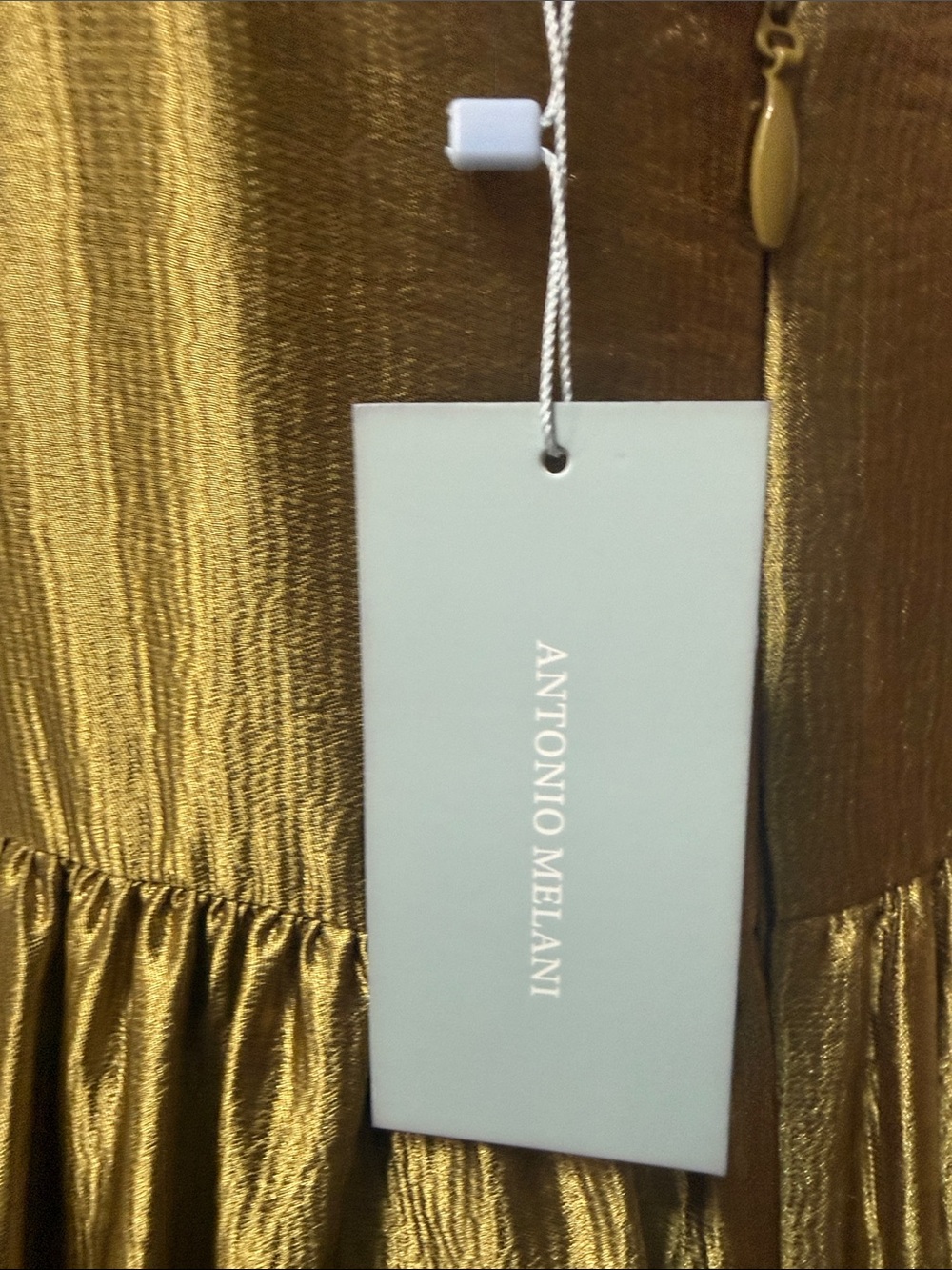 ANTONIO MELANI Metallic Gold Maxi Dress with Scoop Neck - Picture 9 of 15